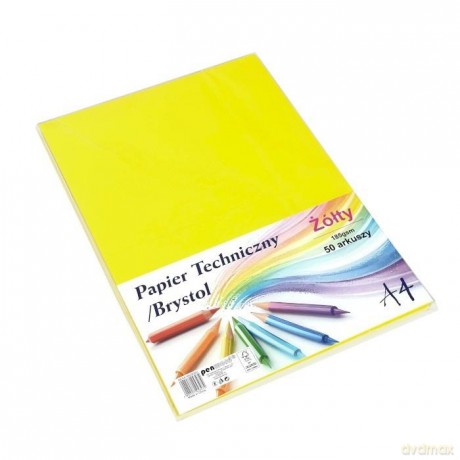Papier techniczny brystol A4 żółty 50 arkuszy