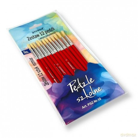 Pędzle szkolne z włosia naturalnego nr 10 12szt