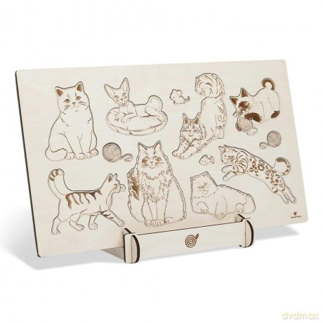 Puzzle drewniane Ani mru mru Rasy kotów [PUZZLE]