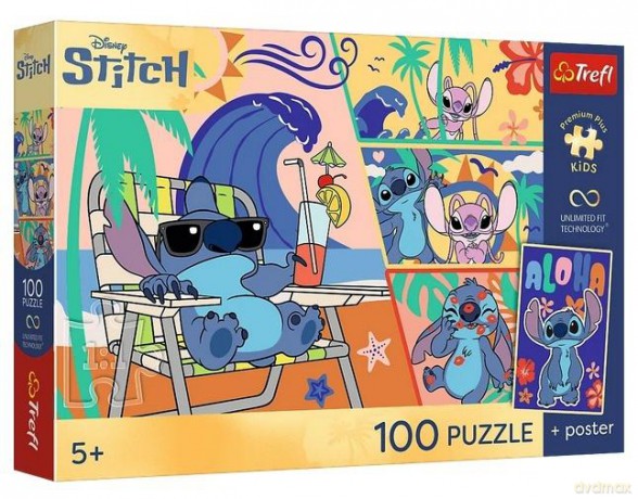 TREFL 100 el. Lilo&Stitch Plażowe dni + plakat [PUZZLE]