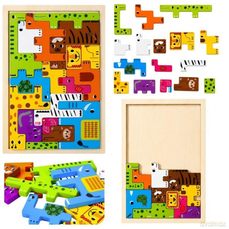 Układanka logiczna drewniane puzzle zwierzęta 20el