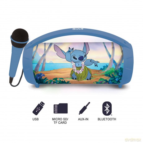 Głośnik bluetooth z mikrofonem Stitch - efekty świetlne, karaoke BTP585DZ