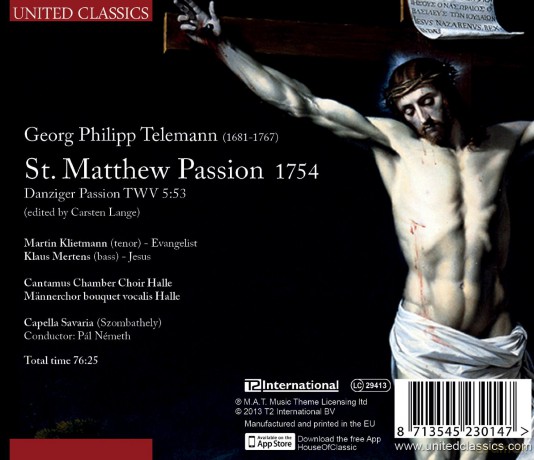Telemann: St. Matthew Passion 1754 [CD]