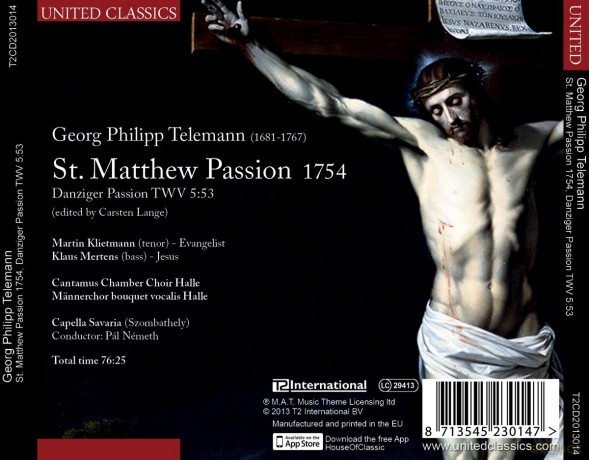 Telemann: St. Matthew Passion 1754 [CD]