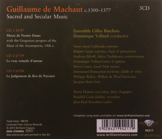 Ensemble Gilles Binchoit: De Machaut: Sacred And Secular Music, Messe De Nostre Dame [3CD]