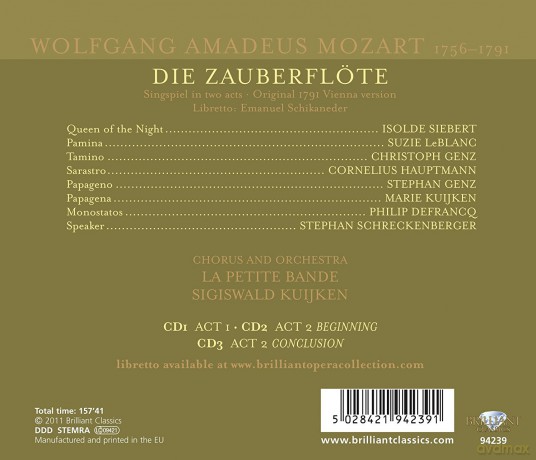 Mozart: Brilliant Opera Collection: Die Zauberflote [CD]