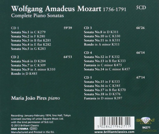 Maria Joao Pires: Mozart: Complete Piano Sonatas [CD]