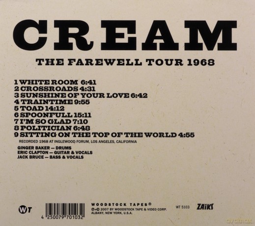 Cream: Farewell Tour 1968 [CD]