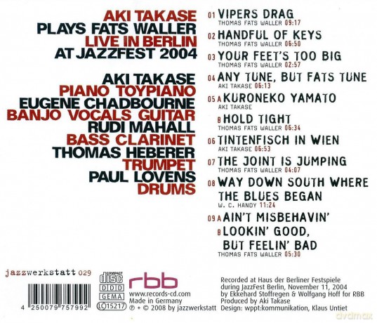 Takase: Plays Fats Waller - Live In [CD]