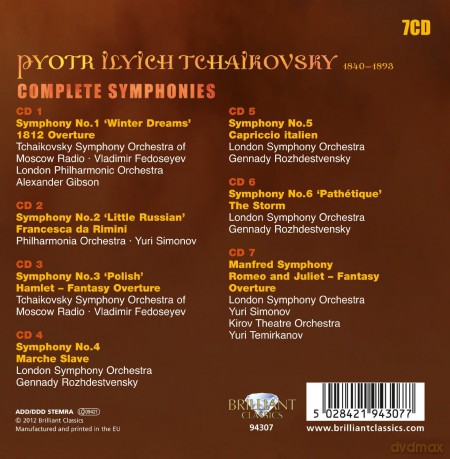 Tchaikovsky: Complete Symphonies [CD]