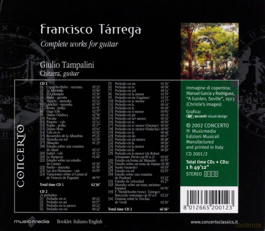 Tarrega: Works For Guitar Solo [CD]