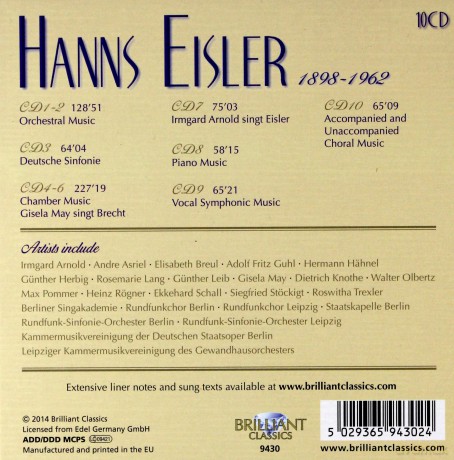 Eisler: Hanns Eisler Edition [CD]