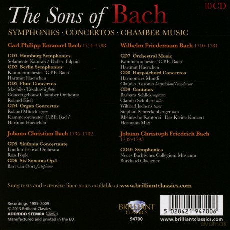 The Sons Of Bach: Symphonies, Concertos, Chamber Music [CD]