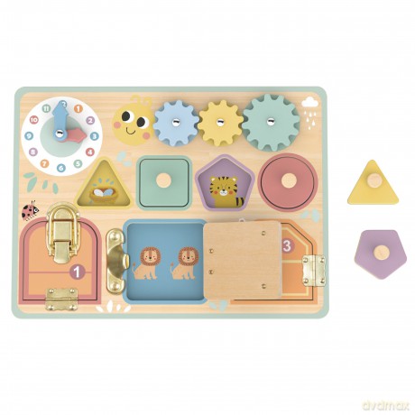 TOOKY TOY Tablica Manipulacyjna Zamki Zębatki Sorter Zegar
