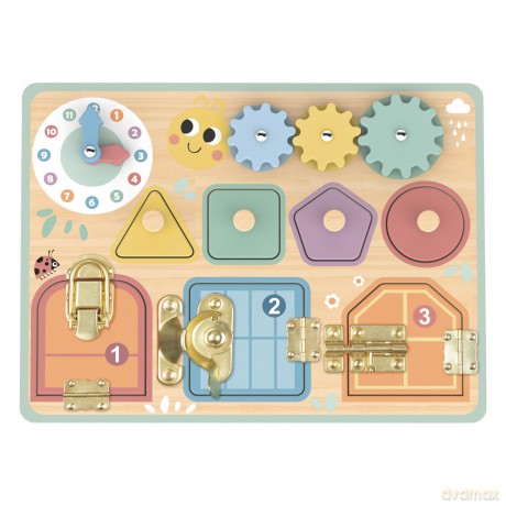 TOOKY TOY Tablica Manipulacyjna Zamki Zębatki Sorter Zegar