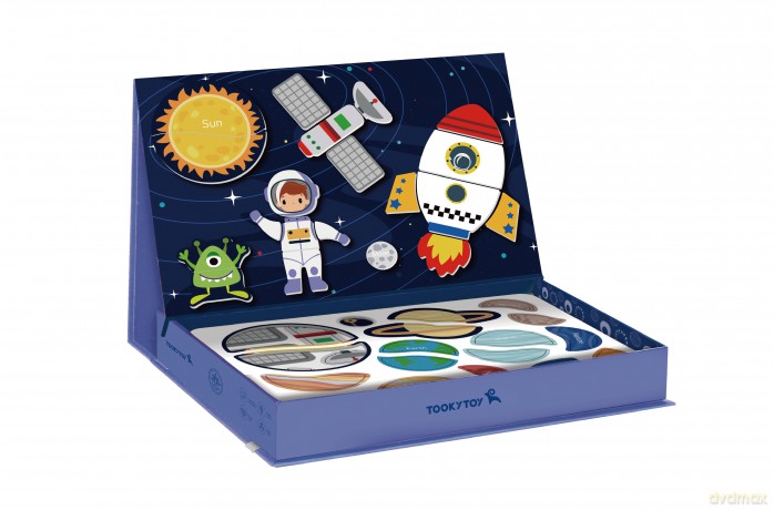 TOOKY TOY Układanka Magnetyczna Puzzle Montessori Pudełko Edukacyjne Kosmos 72 el.
