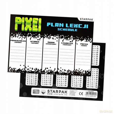 Plan Lekcji A5 z Tabliczką Mnożenia Pixel Game A 25 Starpak 584283