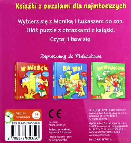 Maluszkowo z puzzlami. W zoo [KSIĄŻKA]
