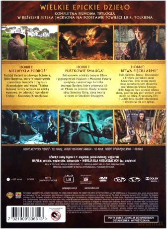 Hobbit Trylogia: Niezwykła podróż / Pustkowie Smauga / Bitwa Pięciu Armii [6DVD]