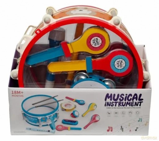 Instrument muzyczny bębenek z instrumentami