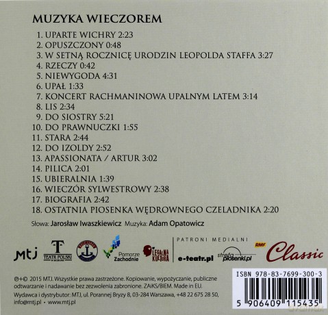 Mirosław Czyżykiewicz: Muzyka wieczorem. Wiersze Jarosława Iwaszkiewicza [CD]