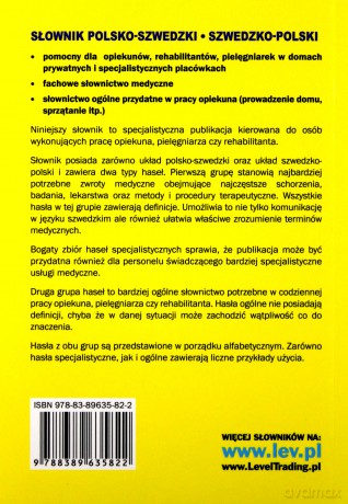 Słownik dla pielęgniarek, opiekunów, rehabilitantów - polsko-szwedzki, szwedzko-polski [KSIĄŻKA]