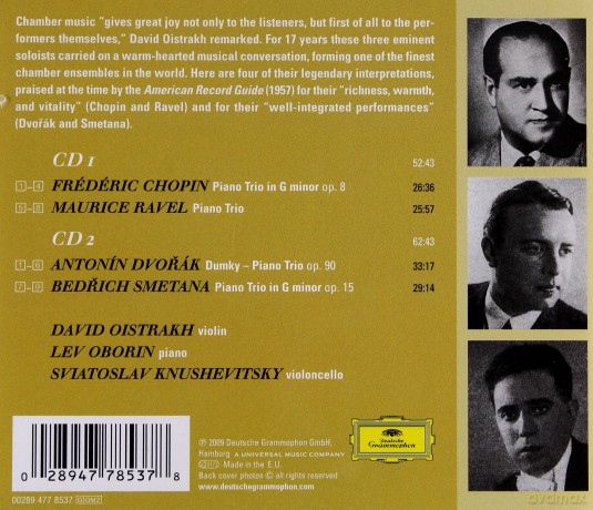 David Oistrakh: Piano Trios By Chopin,Dvorak,Ravel,Smeta [CD]