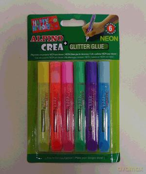 Brokat w kleju neon 6 sztuk