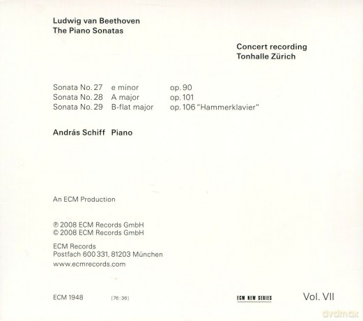 Andreas Schiff: Beethoven:Piano Sonatas Vol.Vii [CD]
