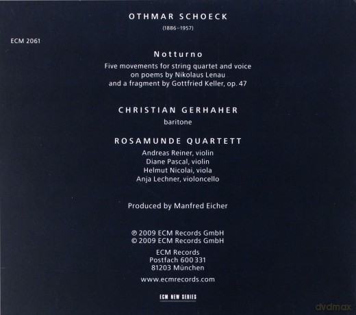 Othmar Schoeck: Notturno W/Rosamunde Qtr Ch.Gerhaher [CD]