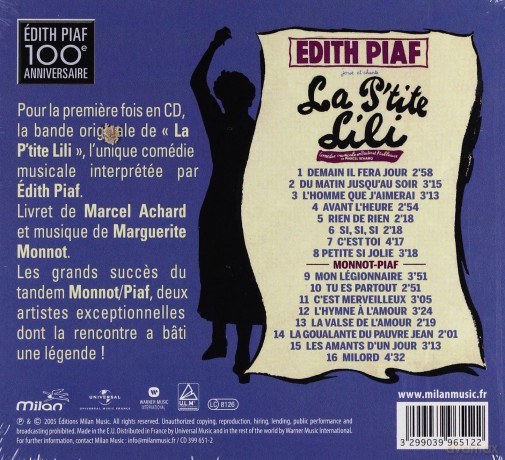 Edith Piaf: La P'tite Lili [CD]