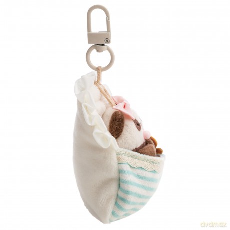 NICI Zestaw pluszak panda Kono 7 cm z miską i łóżeczkiem z karabińczykiem, w pudełku prezentowym 8,5 × 6,5 × 13 cm