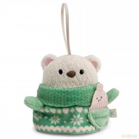 NICI Zestaw pluszak miś Snono 8 cm z czapką i strojem sweterkiem, w pudełku prezentowym 8,5 × 6,5 × 10 cm