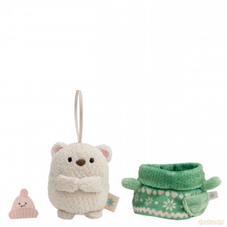 NICI Zestaw pluszak miś Snono 8 cm z czapką i strojem sweterkiem, w pudełku prezentowym 8,5 × 6,5 × 10 cm