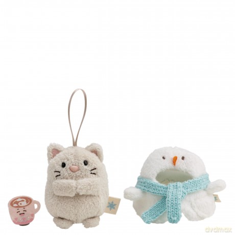 NICI Zestaw pluszak kot Angy 8 cm z kubkiem i strojem bałwana, w pudełku prezentowym 8,5 × 6,5 × 10 cm
