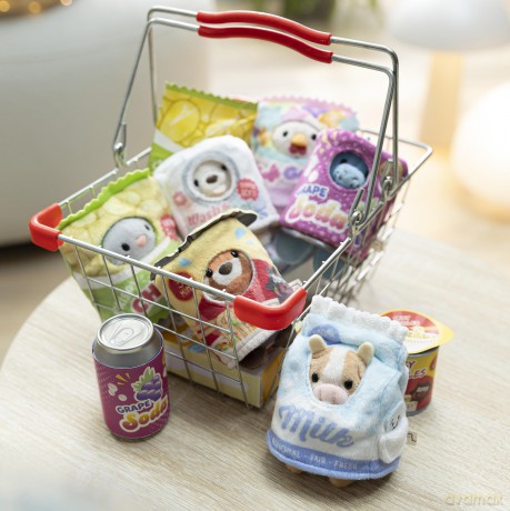 NICI Zestaw pluszak krowa Moono 8 cm ze szklanką mleka i strojem kartonu mleka, w pudełku prezentowym 8,5 × 6,5 × 10 cm
