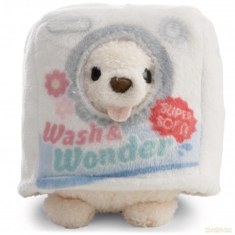 NICI Zestaw pluszak pies Washy 8 cm ze skarpetką i strojem pudełka proszku do prania, w pudełku prezentowym 8,5 × 6,5 × 10 cm