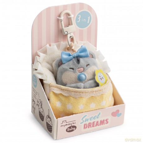 NICI Zestaw pluszak chomik Shai 7 cm z grzechotką i łóżeczkiem z karabińczykiem, w pudełku prezentowym 8,5 × 6,5 × 13 cm