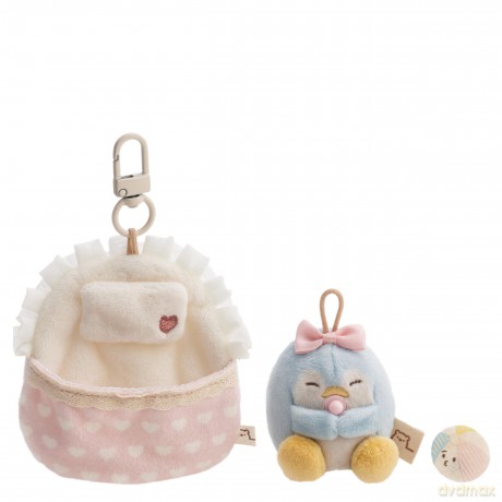 NICI Zestaw pluszak pingwin Waddle 7 cm z piłką i łóżeczkiem z karabińczykiem, w pudełku prezentowym 8,5 × 6,5 × 13 cm