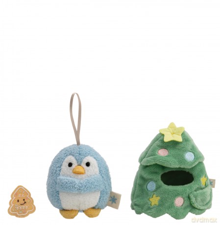 NICI Zestaw pluszak pingwin Waddle 8 cm z piernikiem i strojem choinki, w pudełku prezentowym 8,5 × 6,5 × 10 cm