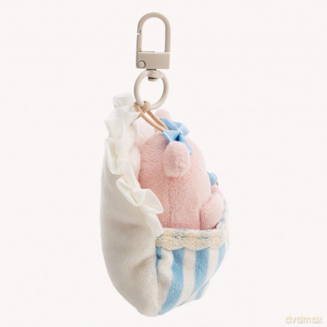 NICI Zestaw pluszak świnka Onk 7 cm z misiem i łóżeczkiem z karabińczykiem, w pudełku prezentowym 8,5 × 6,5 × 13 cm