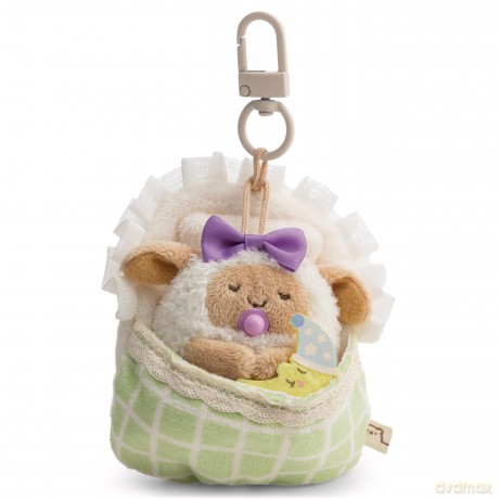 NICI Zestaw pluszak owca Wools 7 cm z księżycem i łóżeczkiem z karabińczykiem, w pudełku prezentowym 8,5 × 6,5 × 13 cm