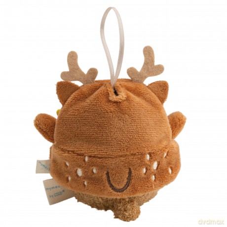 NICI Zestaw pluszak owca Wools brązowa 8 cm z dzwoneczkiem i strojem renifera, w pudełku prezentowym 8,5 × 6,5 × 10 cm