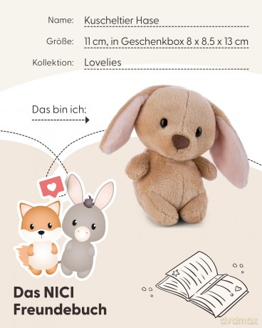 NICI Pluszak zajączek 11 cm w pudełku prezentowym 8 × 8,5 × 13 cm