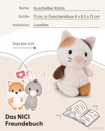 NICI Pluszak kot 11 cm w pudełku prezentowym 8 × 8,5 × 13 cm