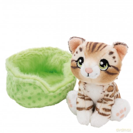 NICI Pluszak kot bengalski pręgowany 12 cm siedzący w zielonym koszyku