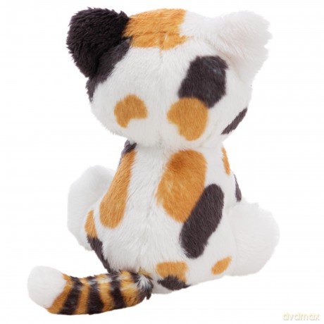 NICI Pluszak kot calico trójkolorowy 12 cm siedzący w niebieskim koszyku