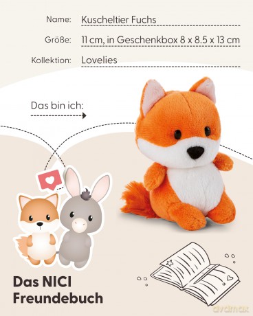 NICI Pluszak lis 11 cm w pudełku prezentowym 8 × 8,5 × 13 cm