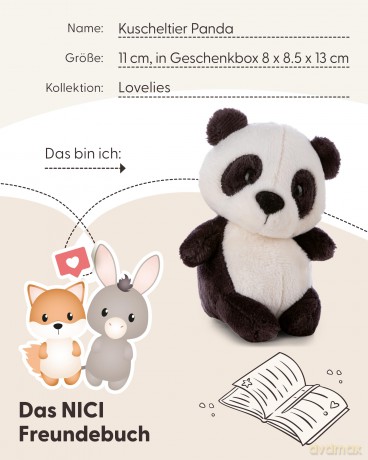 NICI Pluszak panda 11 cm w pudełku prezentowym 8 × 8,5 × 13 cm