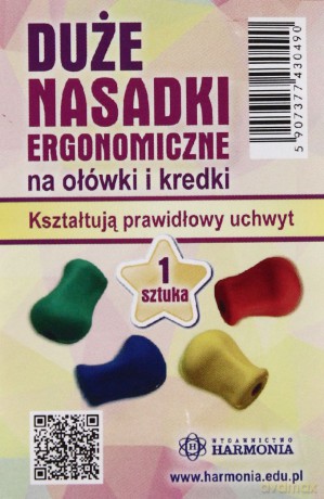Duże nasadki ergonomiczne na ołówki i kredki 1 szt [KSIĄŻKA]